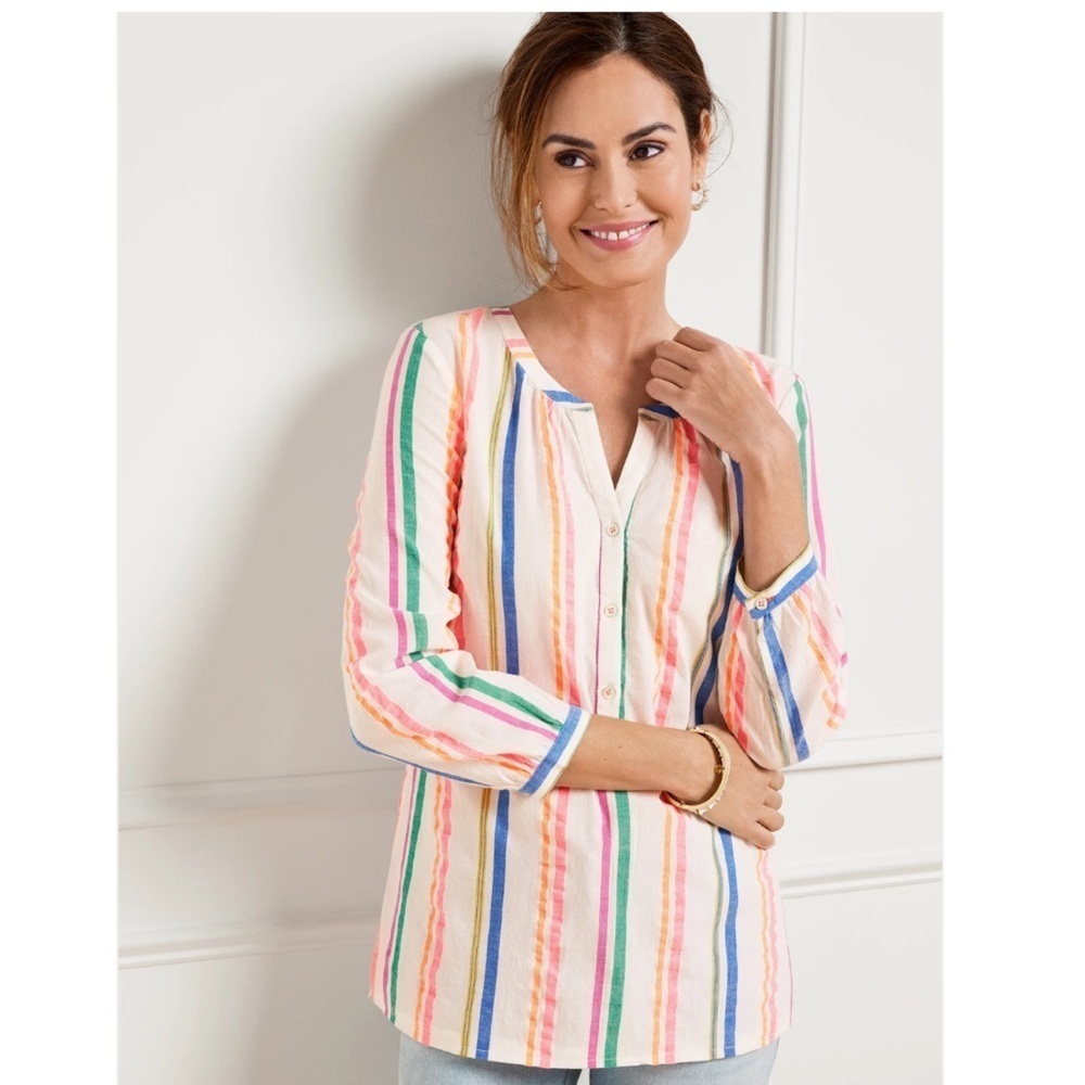 Talbots Sensational Stripe Popover Blouse